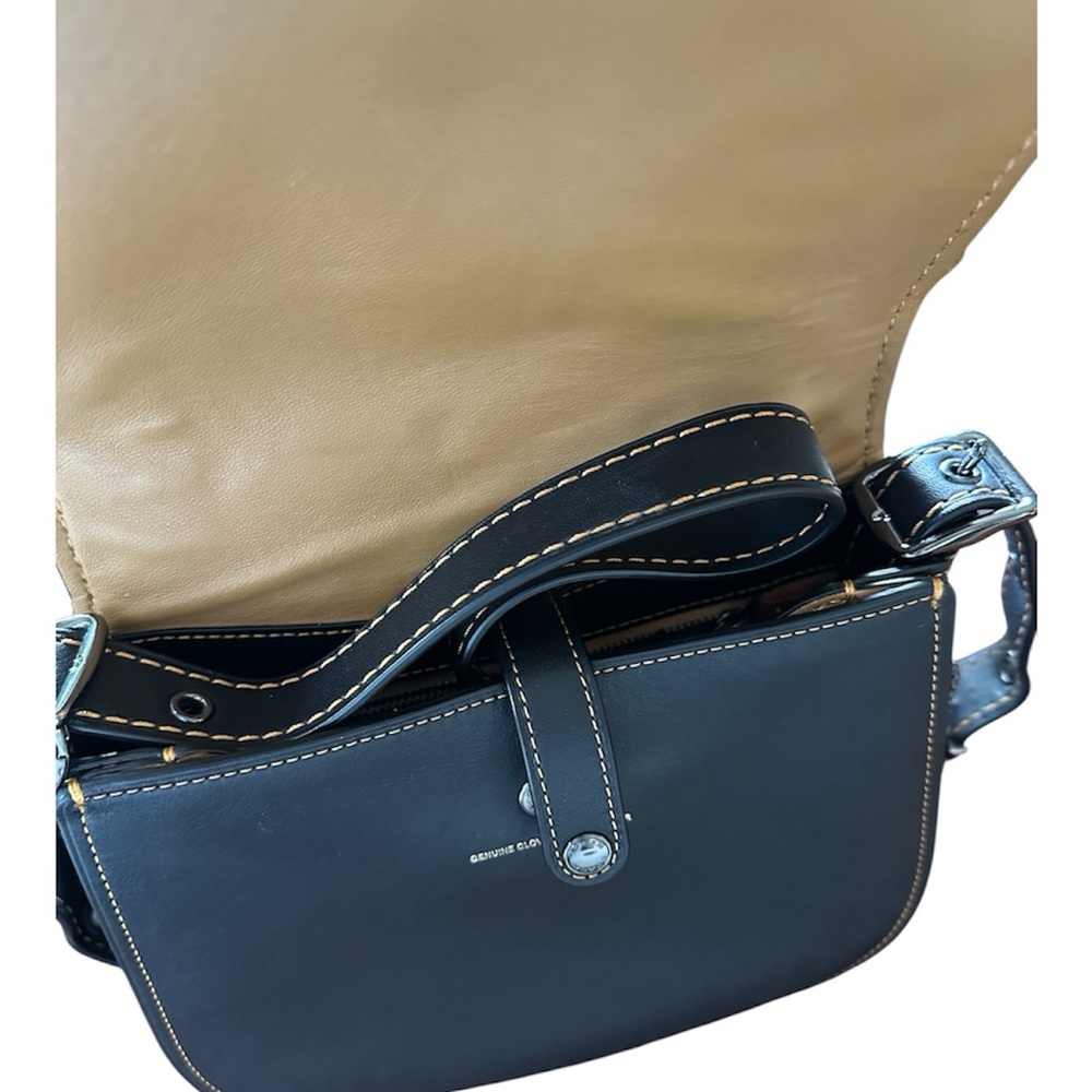 Coach Black Leather Crossbody with Tan Interior